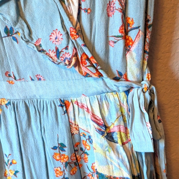 Maeve By Anthropologie Rosalia Ruffled Wrap Blue Floral Dress - Picture 8 of 11